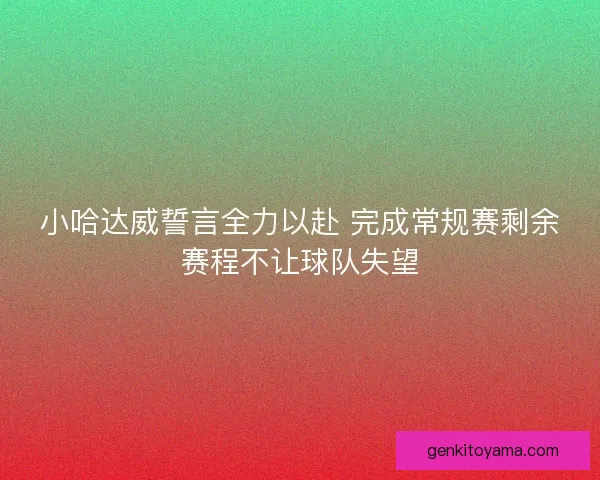 小哈达威誓言全力以赴 完成常规赛剩余赛程不让球队失望
