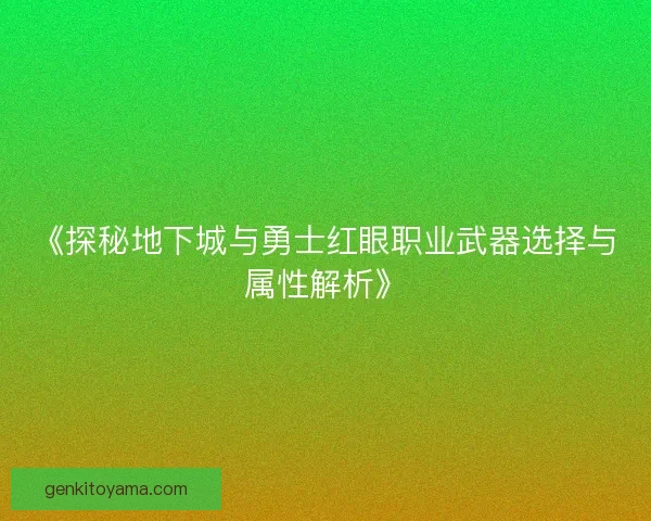 《探秘地下城与勇士红眼职业武器选择与属性解析》